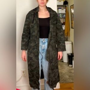 Camo Print TOPSHOP Longline Windbreaker